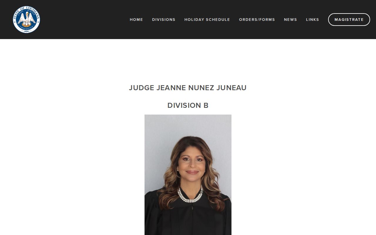 St. Bernard Parish court calendar Division B contact panel